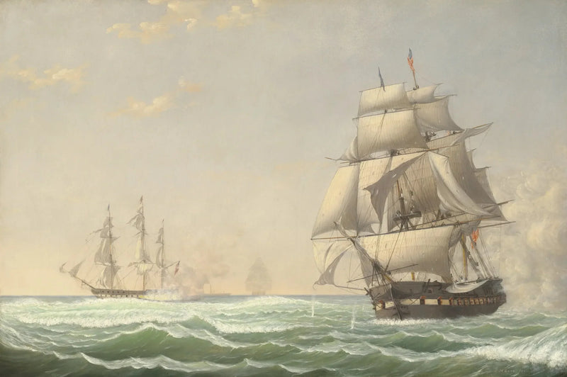 La fregata americana « President » engageant l'escadre britannica, 1815 - Fitz Henry Lane