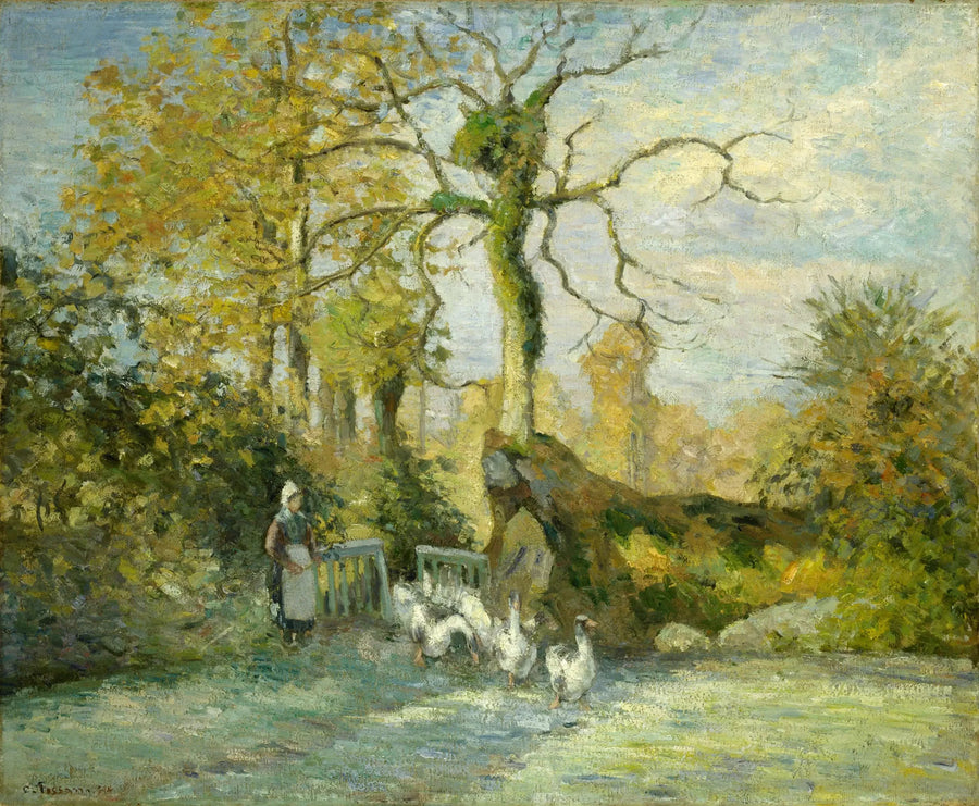 La Guardiana di oche a Montfoucault (Ghiaccio Bianco) - Camille Pissarro