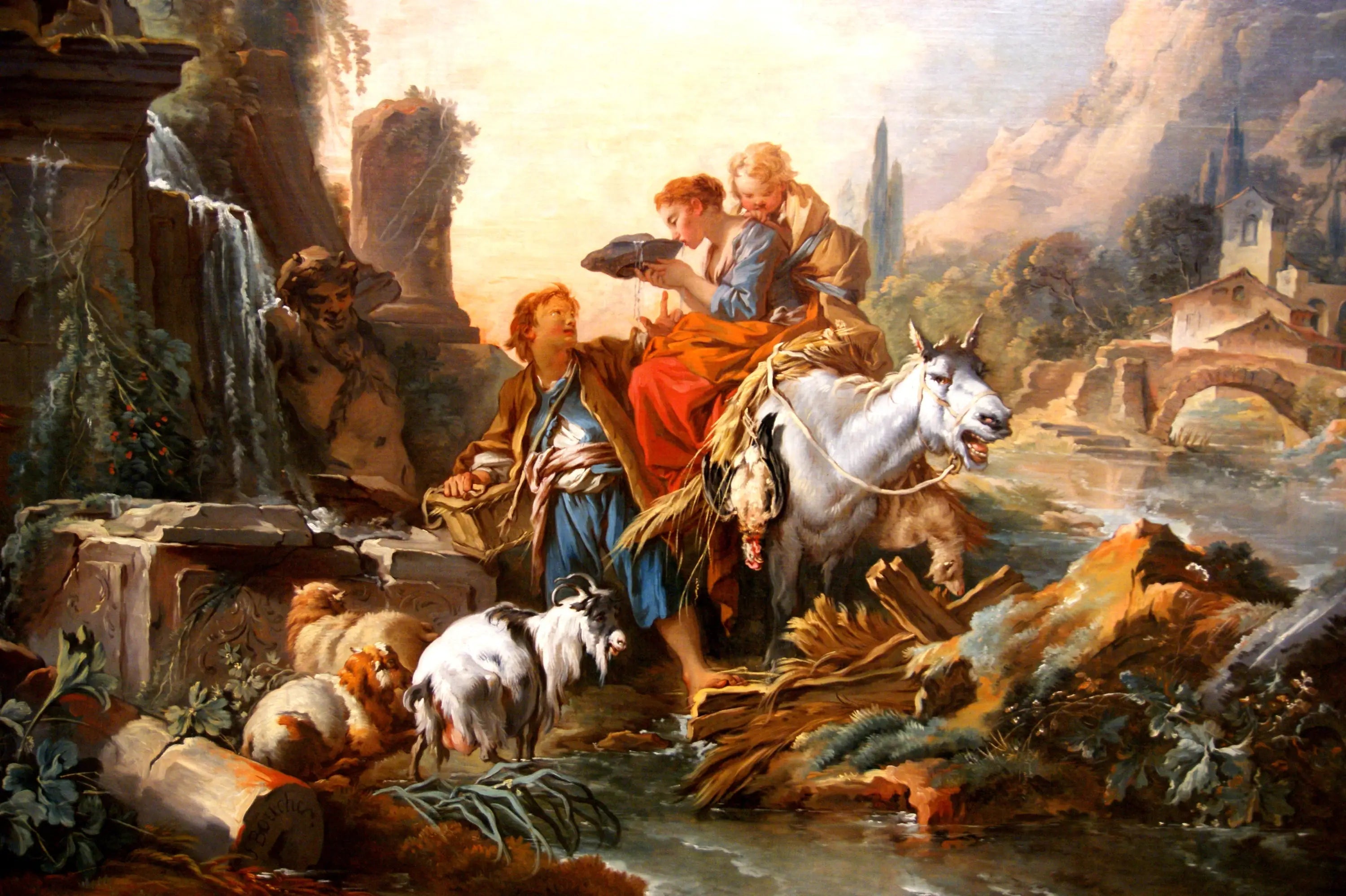 La halte à la fontaine - François Boucher image 1 reproduction artisanale de tableau