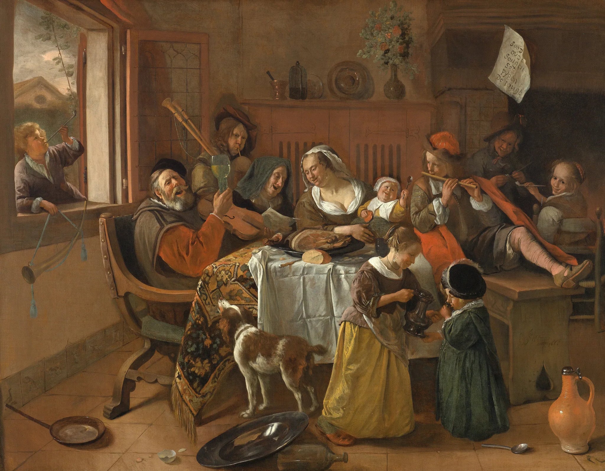 La Joyeuse Famille - Jan Steen image 1 reproduction de peinture à l’huile