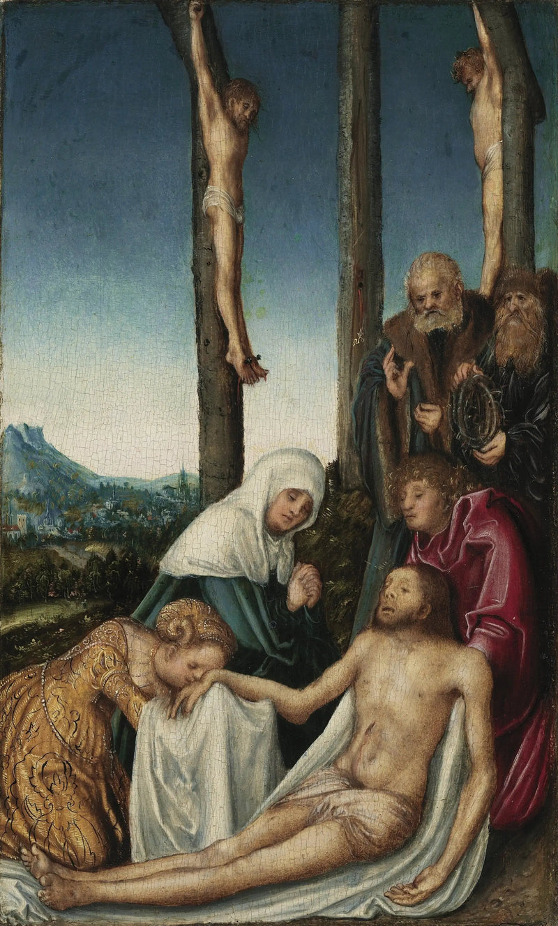 La Lamentation con i due briganti crocifissi - Lucas Cranach il Vecchio