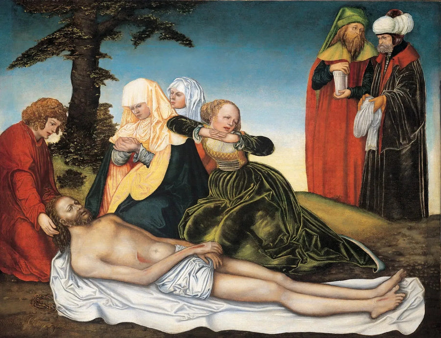 La lamentation sur le corps du Christ mort. - Lucas Cranach l'Ancien