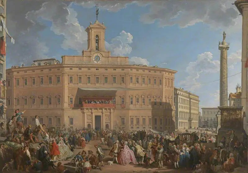 La Loterie sur la Piazza di Montecitorio - Giovanni Paolo Panini image 1 copie peinte à la main à l’huile