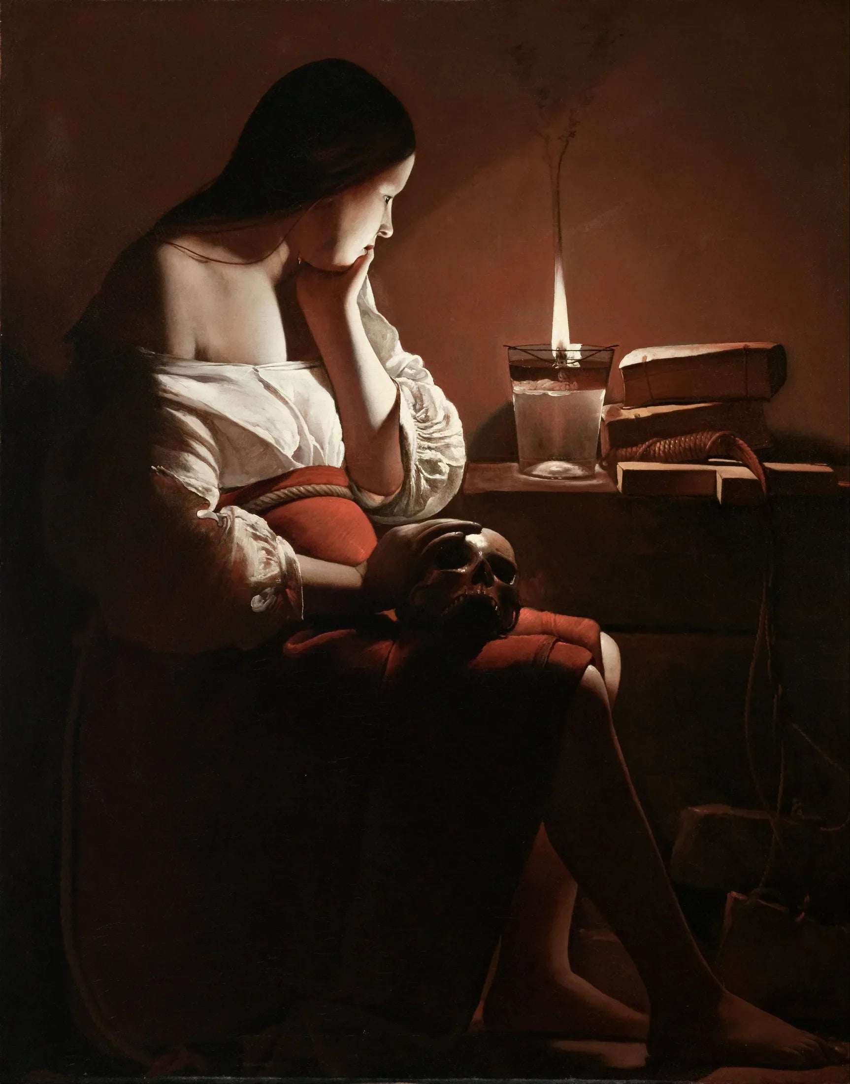 La Madeleine à la flamme fumante - Georges de La Tour image 1 tableau peint à l’huile sur toile