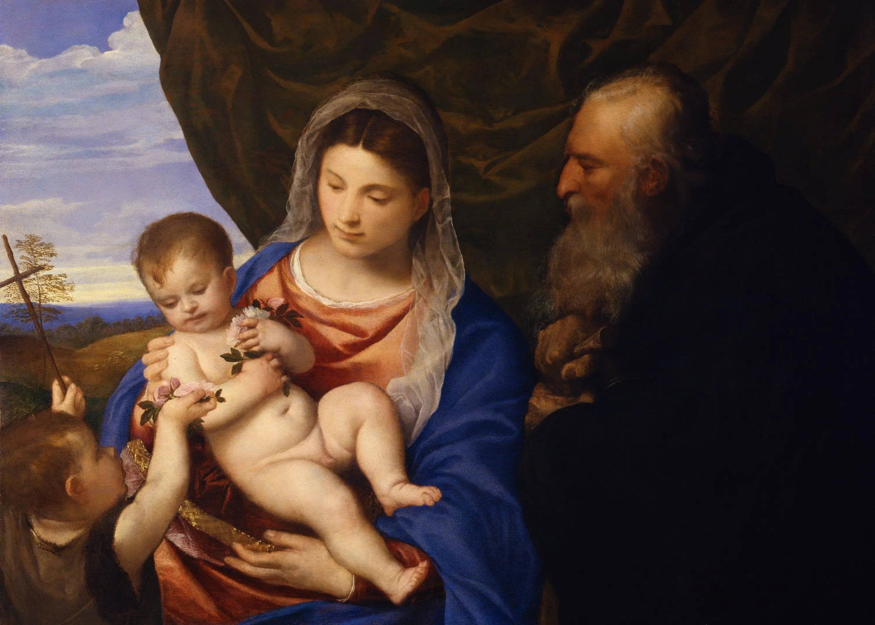 La Madone aux roses - Titian image 1 tableau peint à l’huile sur toile