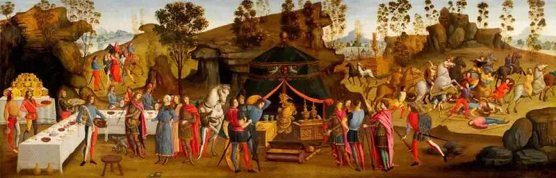 La magnanimità di Alessandro Magno (scena della storia di Alessandro Magno) - Domenico Ghirlandaio