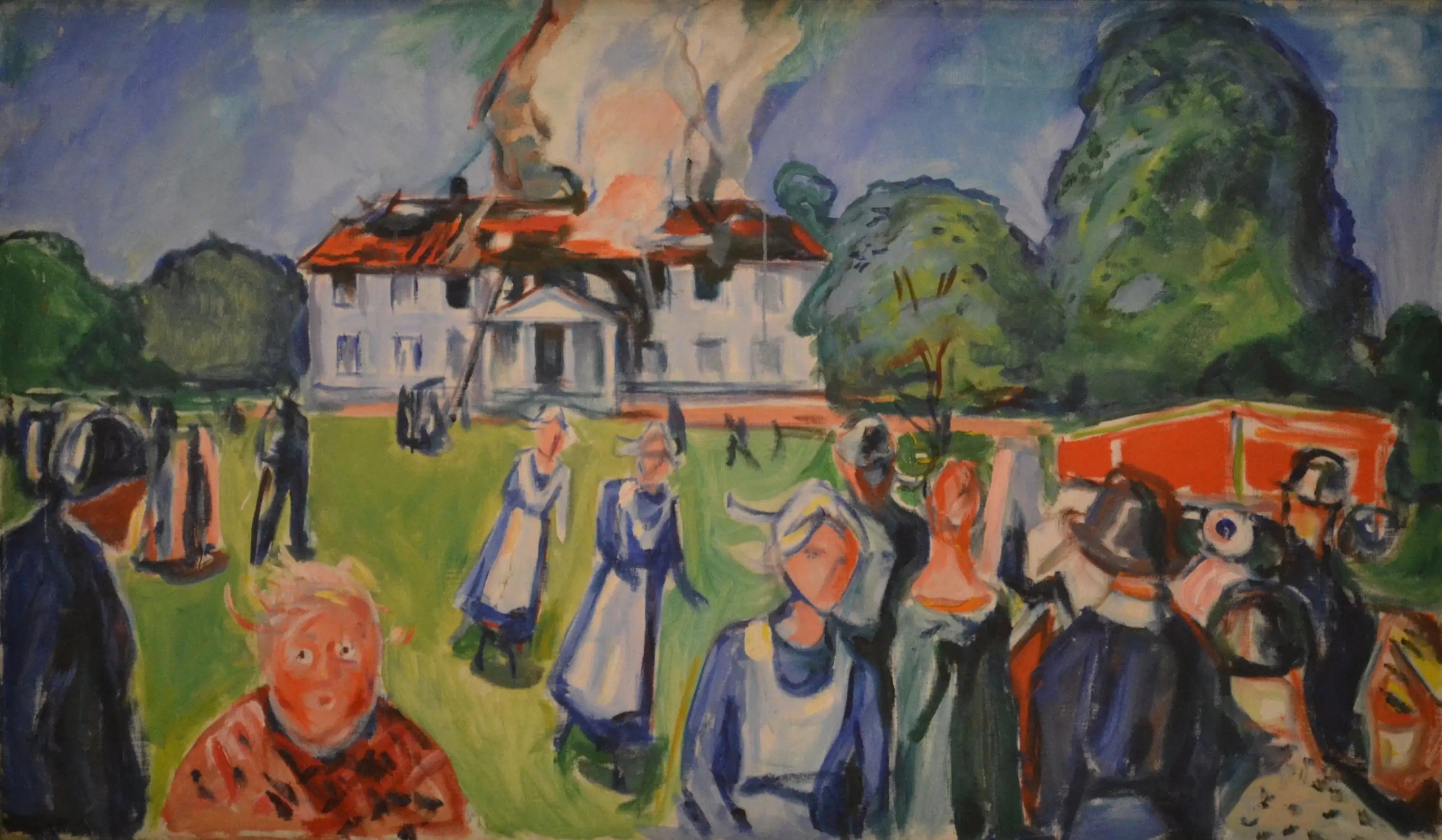 Reproduction du tableau « La maison brûle ! - Edvard Munch » par Alpha Reproduction en peinture à l’huile
