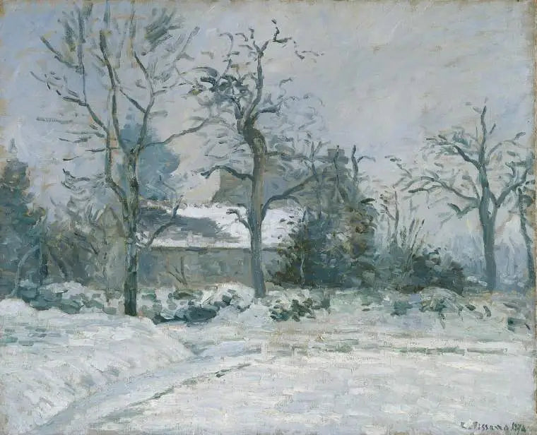 La Casa della Piette, Montfoucault, effetto neve - Camille Pissarro