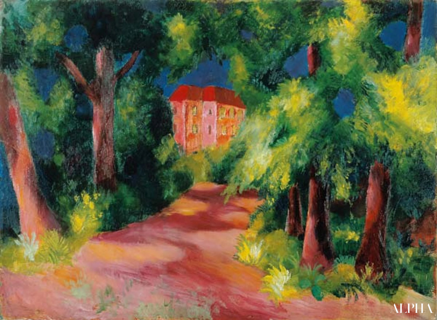 La maison rouge dans le parc - August Macke - Reproductions de tableaux et peintures haut de gamme