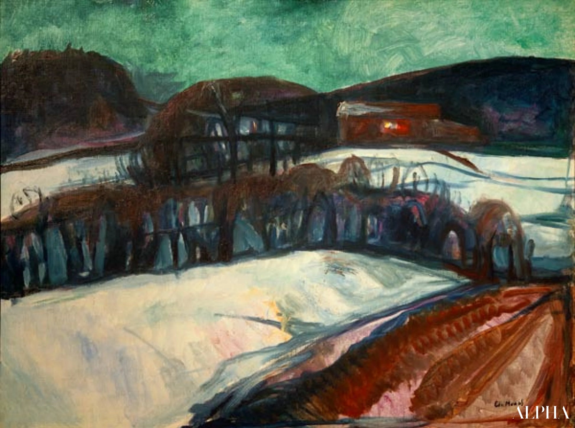 La maison rouge dans la neige - Edvard Munch - Reproductions de tableaux et peintures haut de gamme