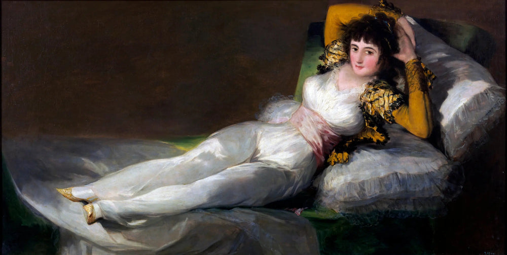 Reproduction du tableau « La Maja vêtue - Francisco de Goya » par Alpha Reproduction en peinture à l’huile