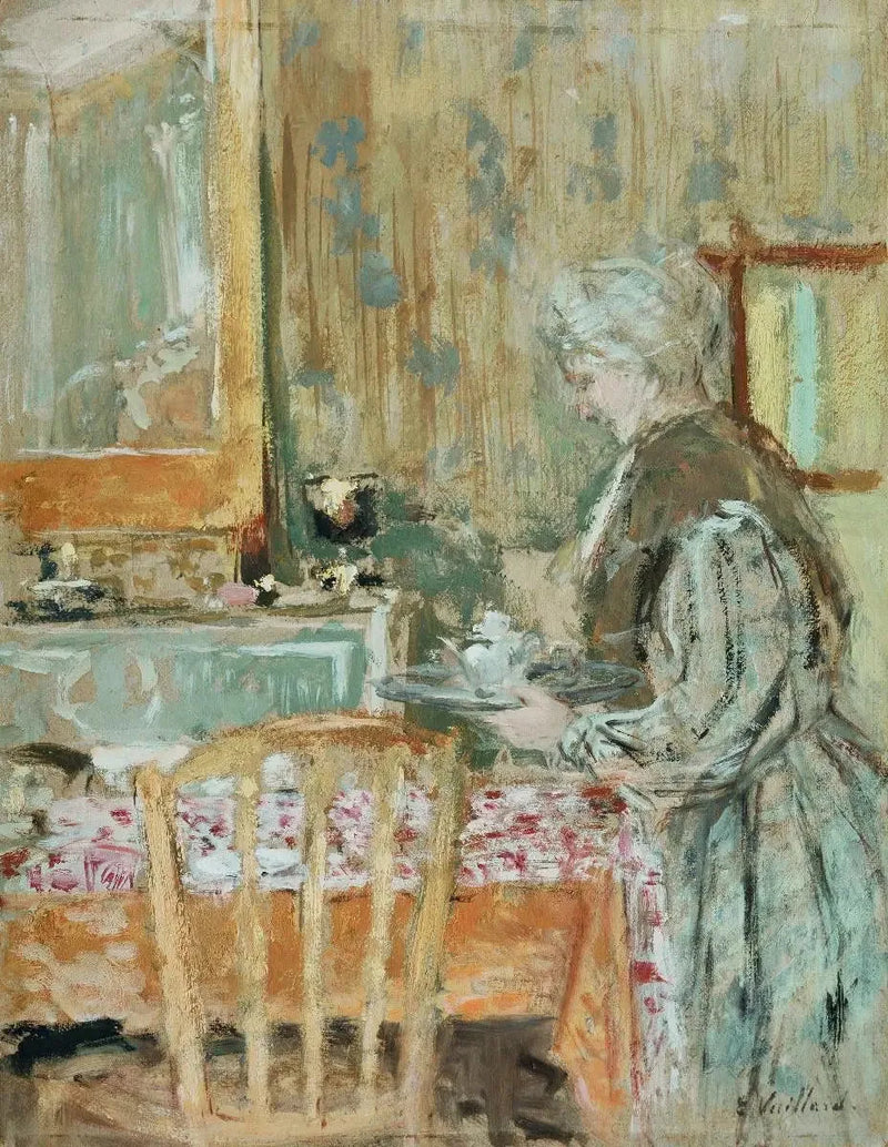 La mère de l'artiste servant le thé - Édouard Vuillard