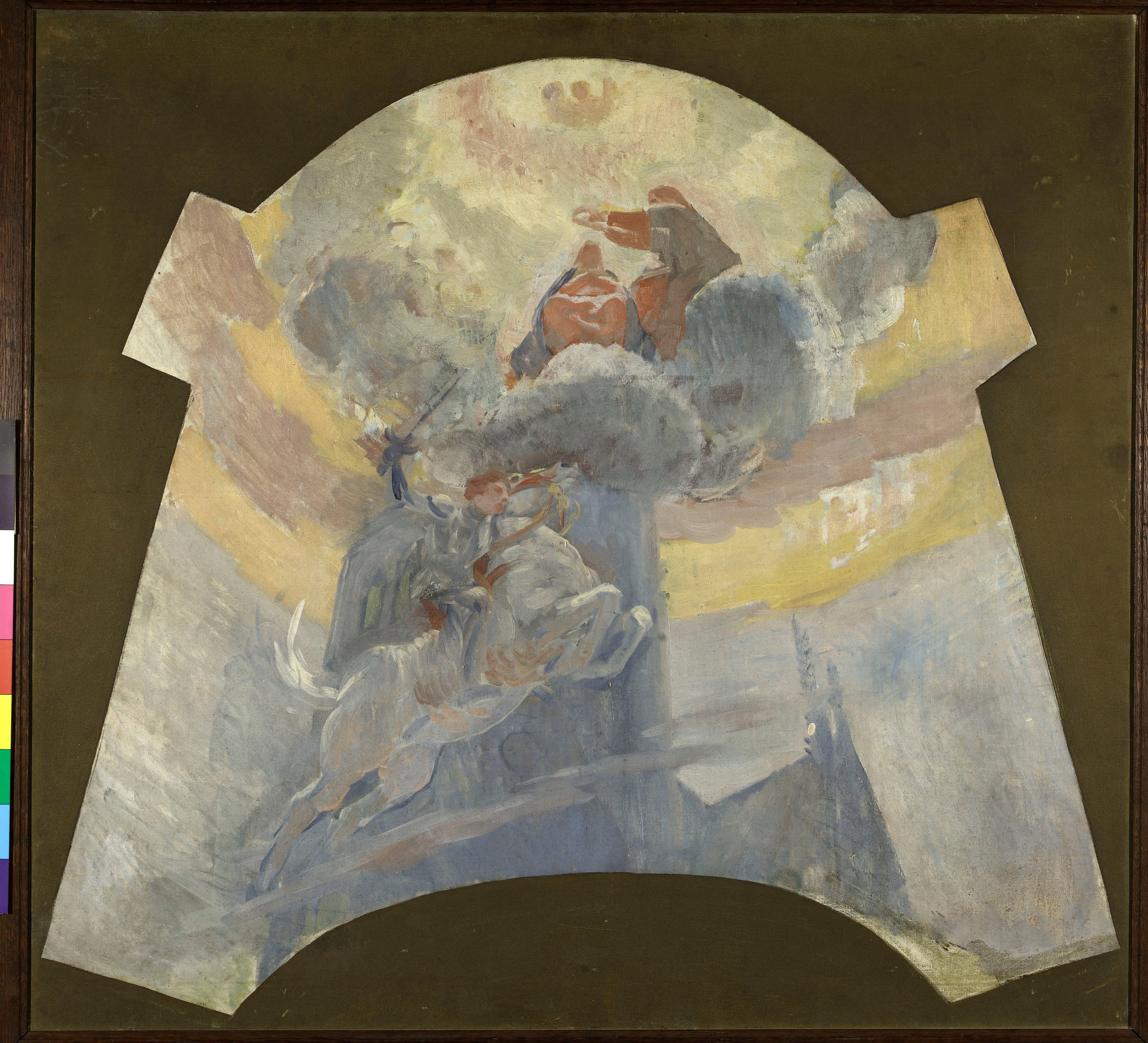La Mystique, esquisse de la composition d'ensemble - Albert Besnard image 1 copie peinte à la main à l’huile