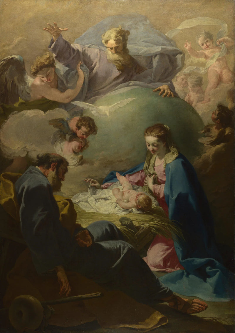 La Nativité con Dio Padre e lo Spirito Santo - Giovanni Battista Pittoni