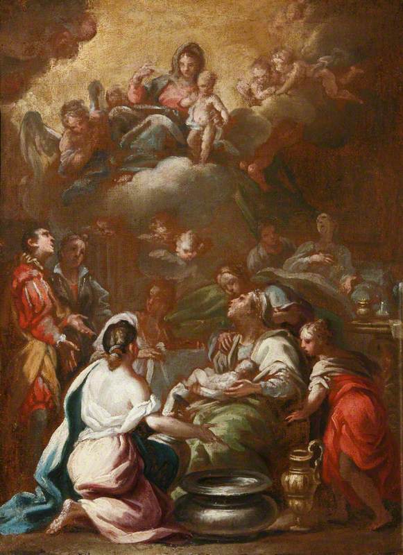 La Natività della Vergine con la Vergine e il Bambino in gloria - Luca Giordano