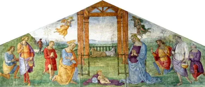 La Nativité : La Vergine, San Giuseppe e i pastori che adorano il Bambino Gesù - Pietro Perugino