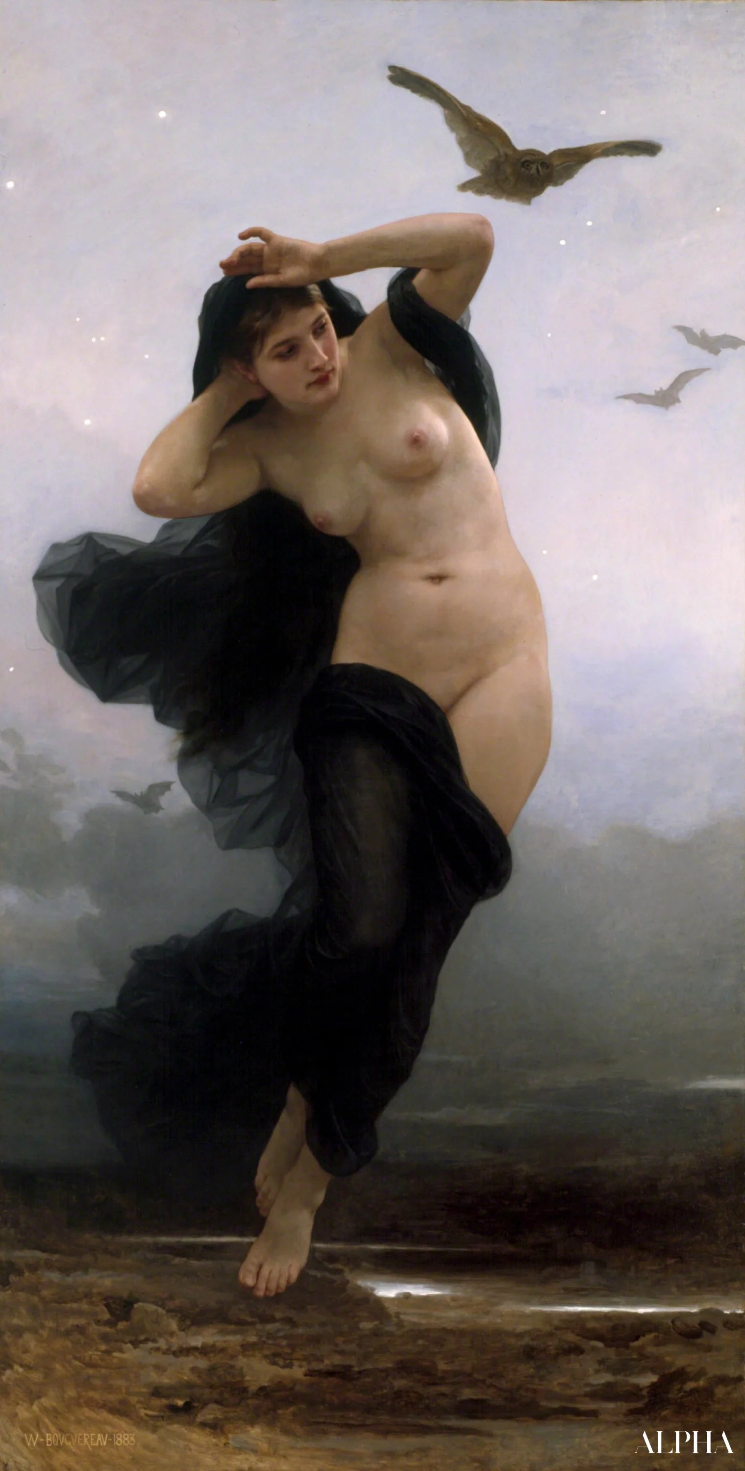 La Notte - William-Adolphe Bouguereau Riproduzioni di dipinti a olio