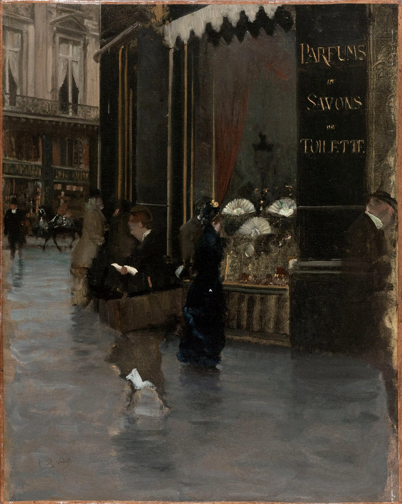 La profumeria Violet, à l'angle du boulevard des Capucines et de la rue Scribe - Giuseppe De Nittis