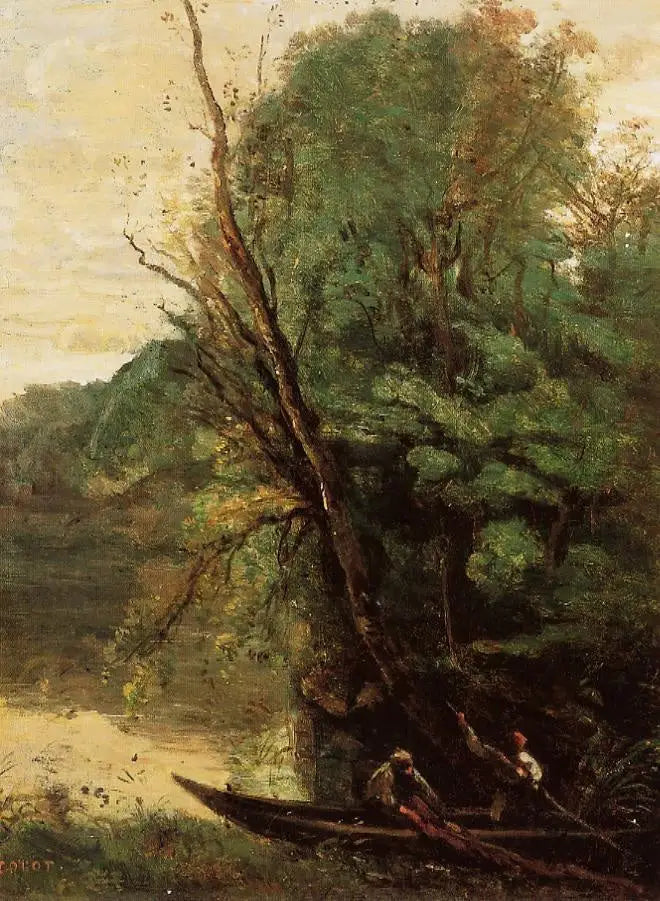 La pesca con la lenza - Jean-Baptiste Camille Corot