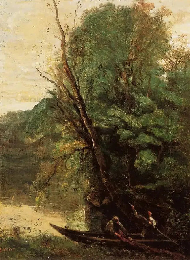 La pesca con la lenza - Jean-Baptiste Camille Corot