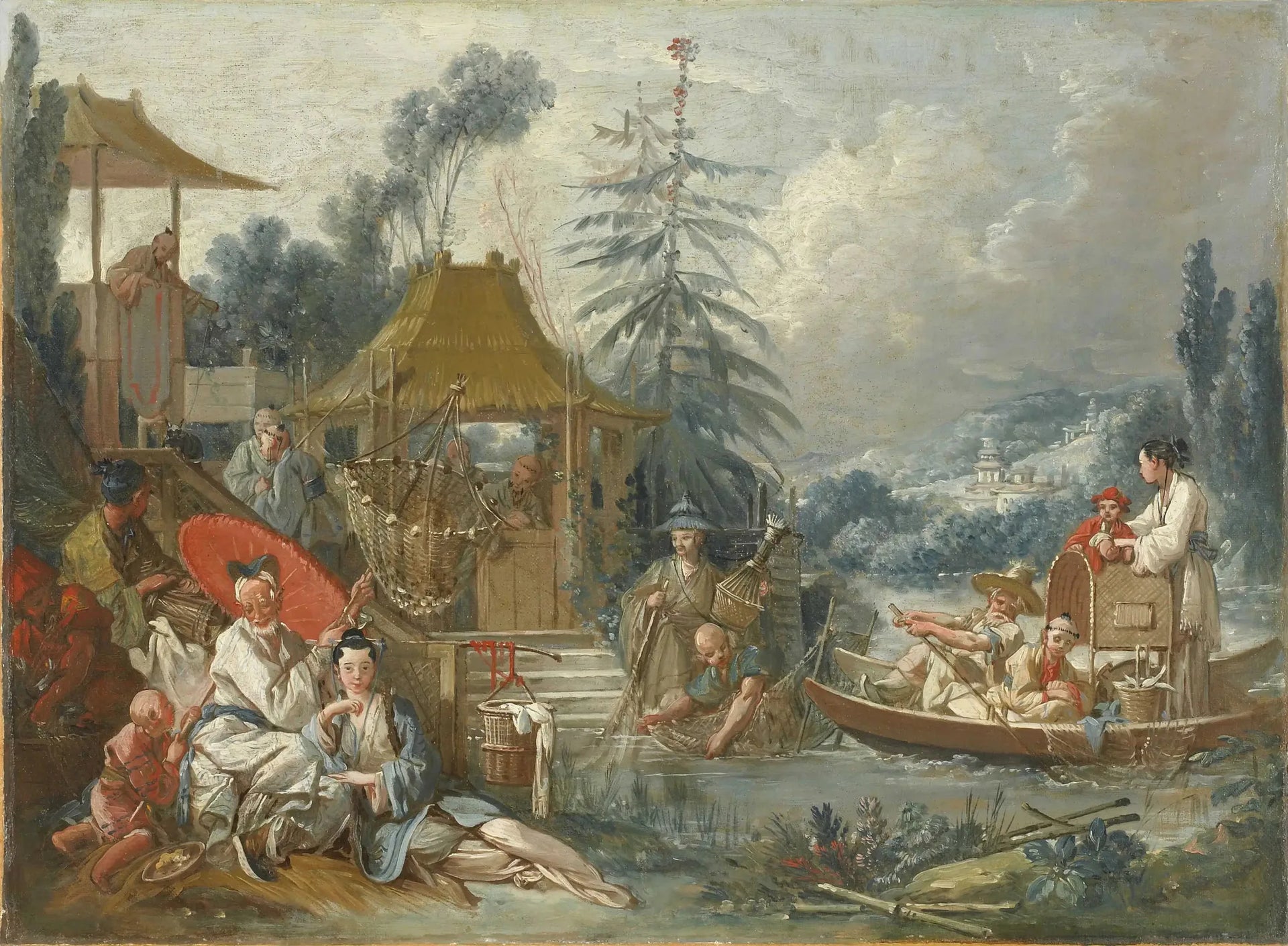 La Pêche chinoise - François Boucher image 1 tableau peint à l’huile sur toile