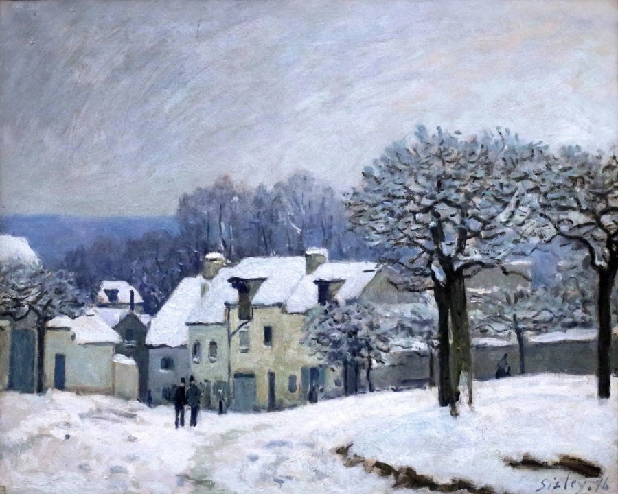 La Piazza del Chenil a Marly, effetto neve - Alfred Sisley