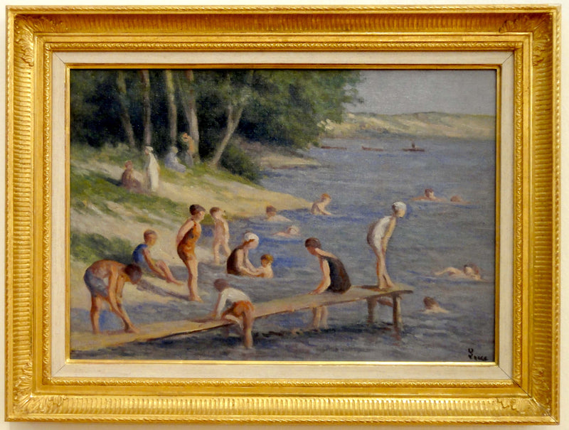 La spiaggia di Méricourt, bagno - Maximilien Luce