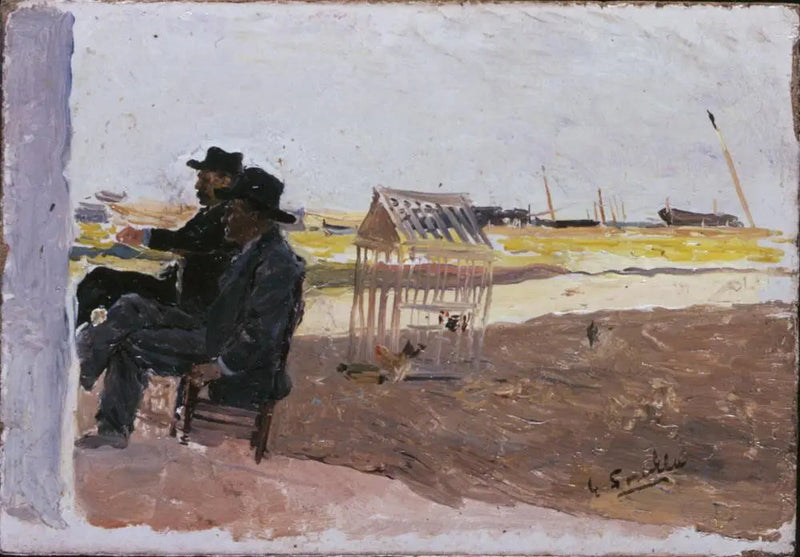 La Spiaggia, Valencia (Due Uomini Seduti) - Joaquín Sorolla