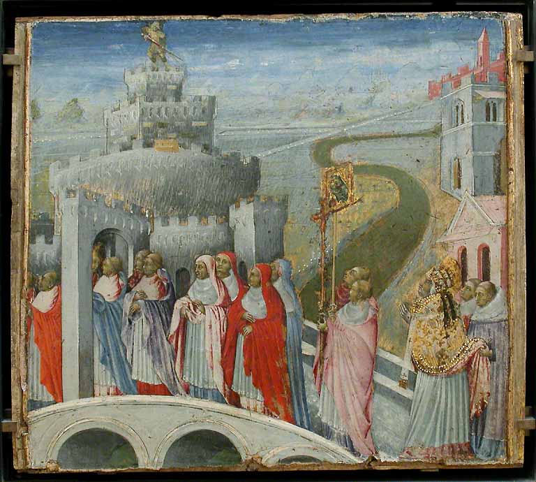 La Processione di san Gregorio al castello di Sant'Angelo - Giovanni di Paolo