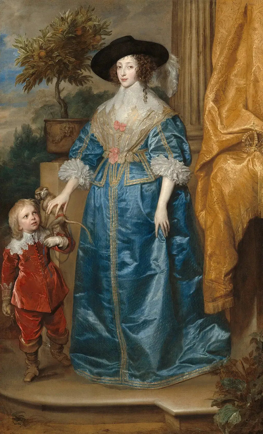 La regina Henriette Marie e suo figlio, Sir Jeffrey Hudson - Antoine van Dyck