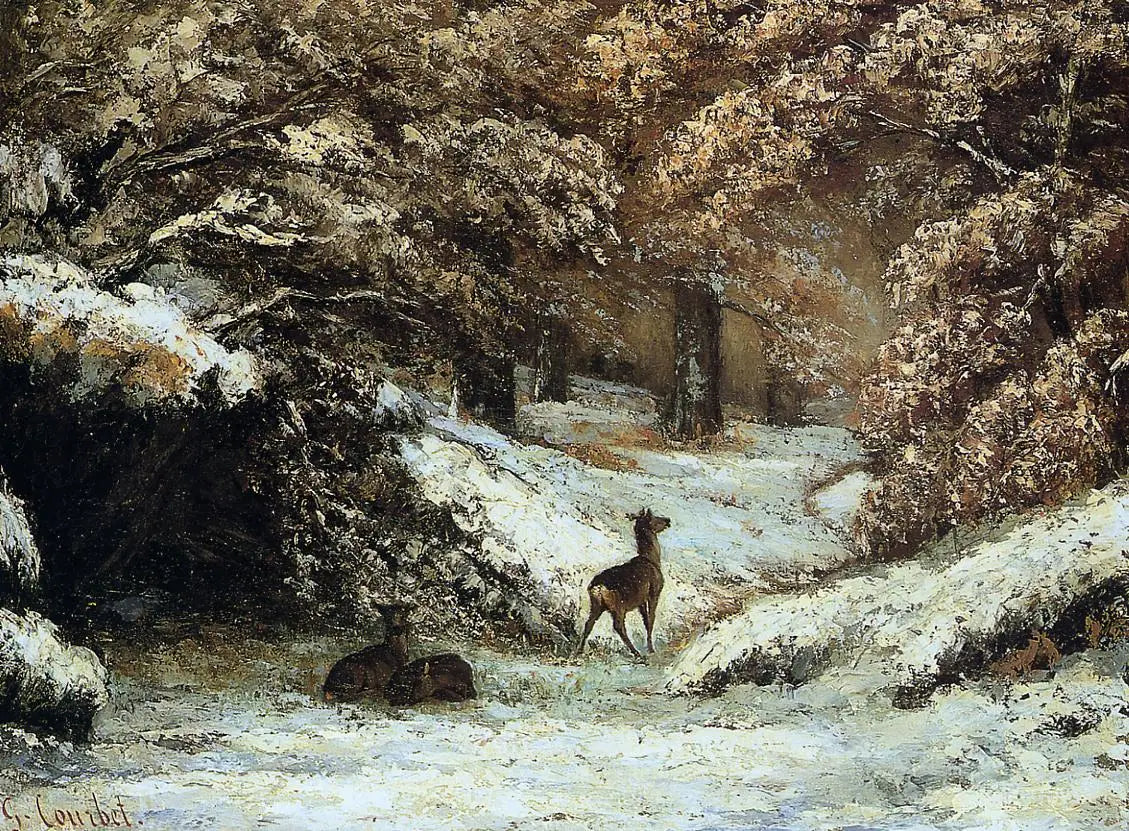 La Remise des chevreuils en hiver - Gustave Courbet image 1 reproduction de peinture à l’huile