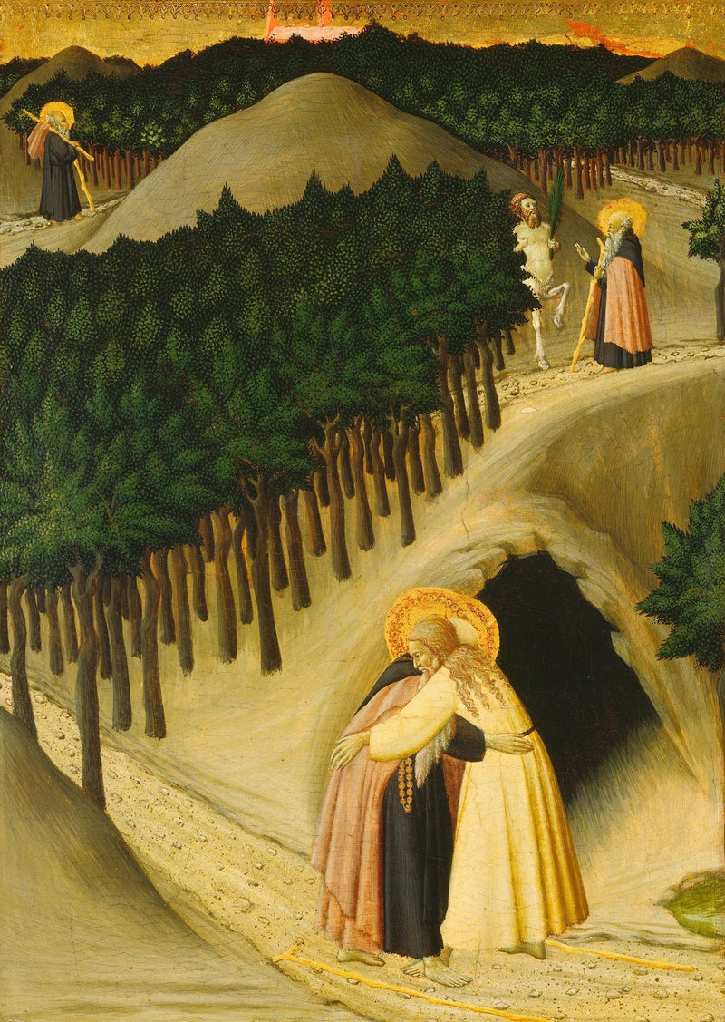 La rencontre de saint Antoine et de saint Paul - Maestro dell'Osservanza