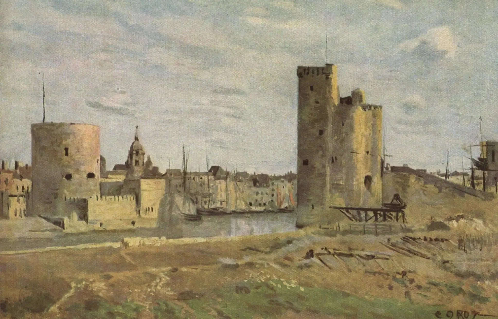 La Rochelle, entrée du port - Jean-Baptiste Camille Corot image 1 copie de tableau peinte à la main