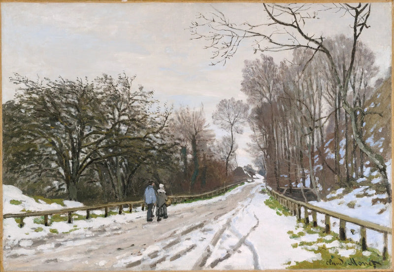 La Strada della fattoria Saint-Siméon, effetto neve - Claude Monet