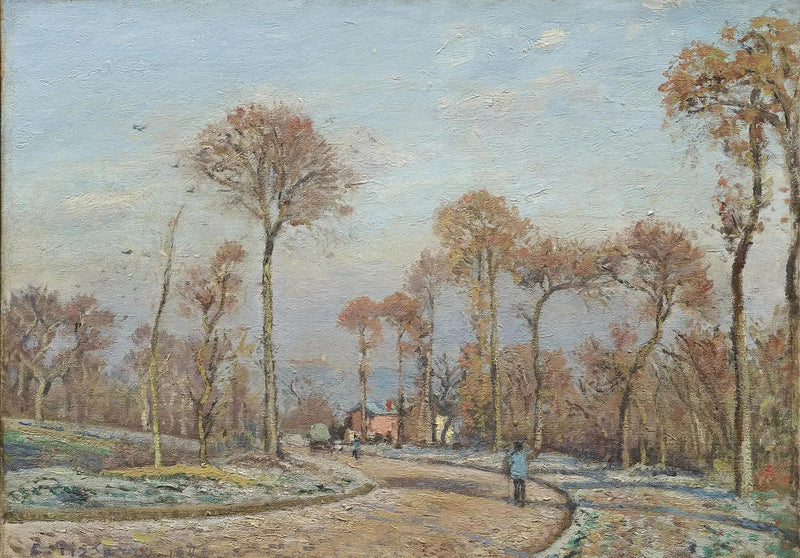 La Strada di Versailles, Louveciennes: Gelata mattutina - Camille Pissarro