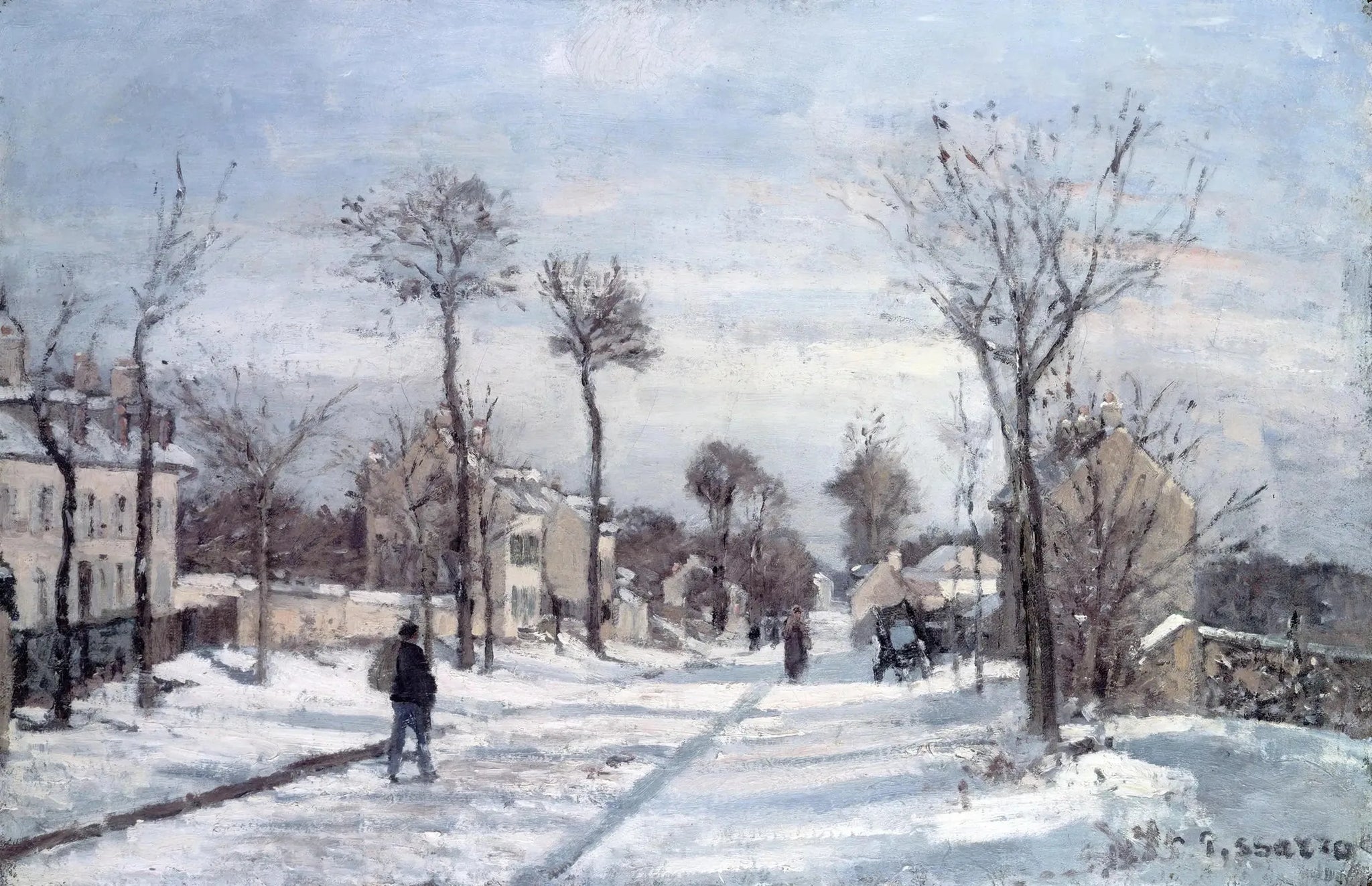 La Route de Versailles, Louveciennes, neige - Camille Pissarro image 1 reproduction d’œuvre d’art à l’huile