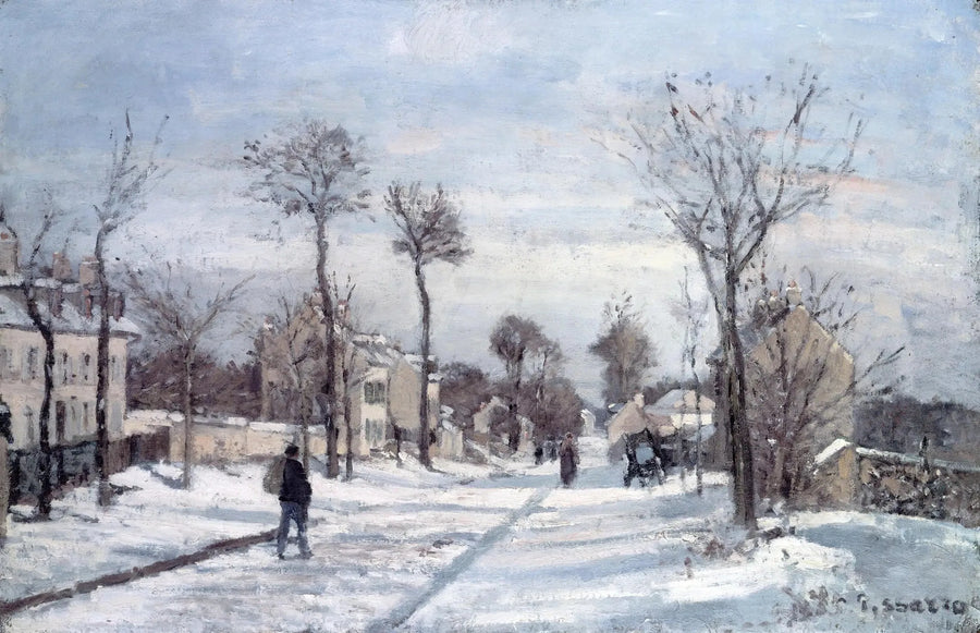 La Strada di Versailles, Louveciennes, neve - Camille Pissarro