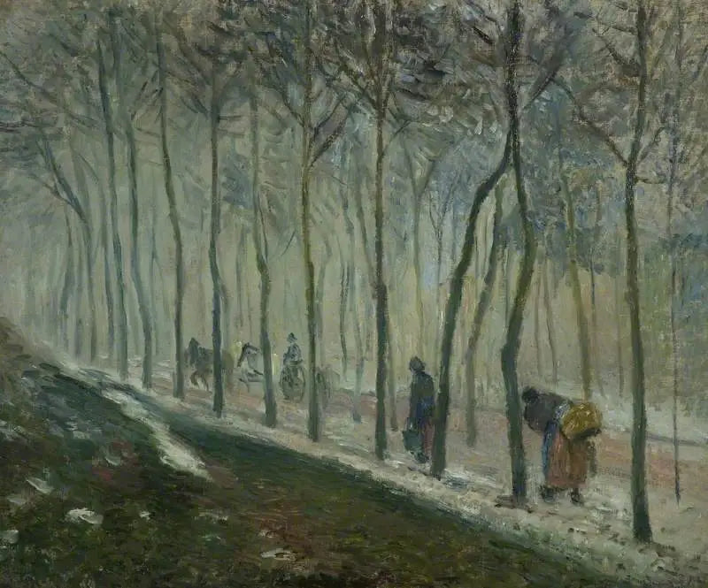 La strada, effetto neve - Camille Pissarro