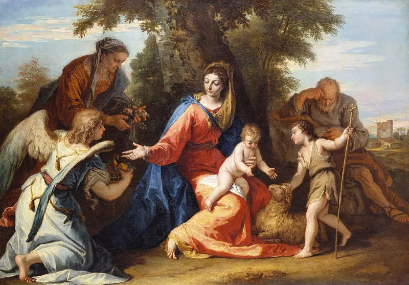 La Santa Famiglia con santa Elisabetta, san Giovanni Battista e un angelo - Sebastiano Ricci