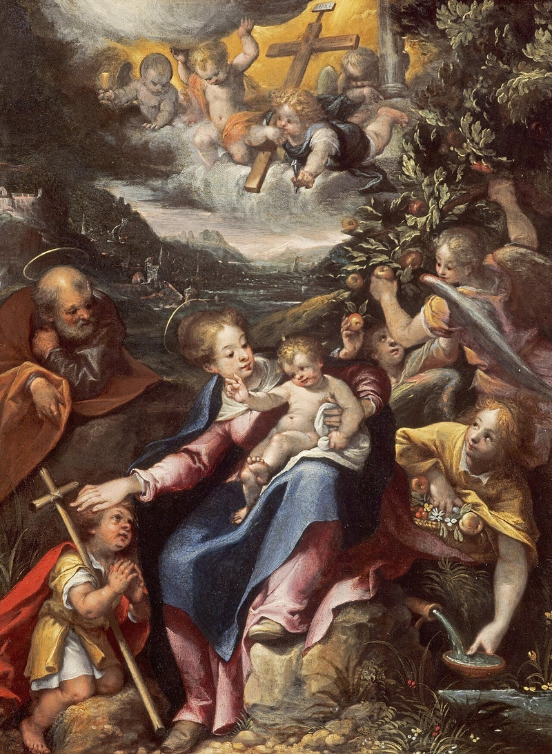 La Sacra Famiglia con il piccolo san Giovanni Battista in un paesaggio - Denis Calvaert