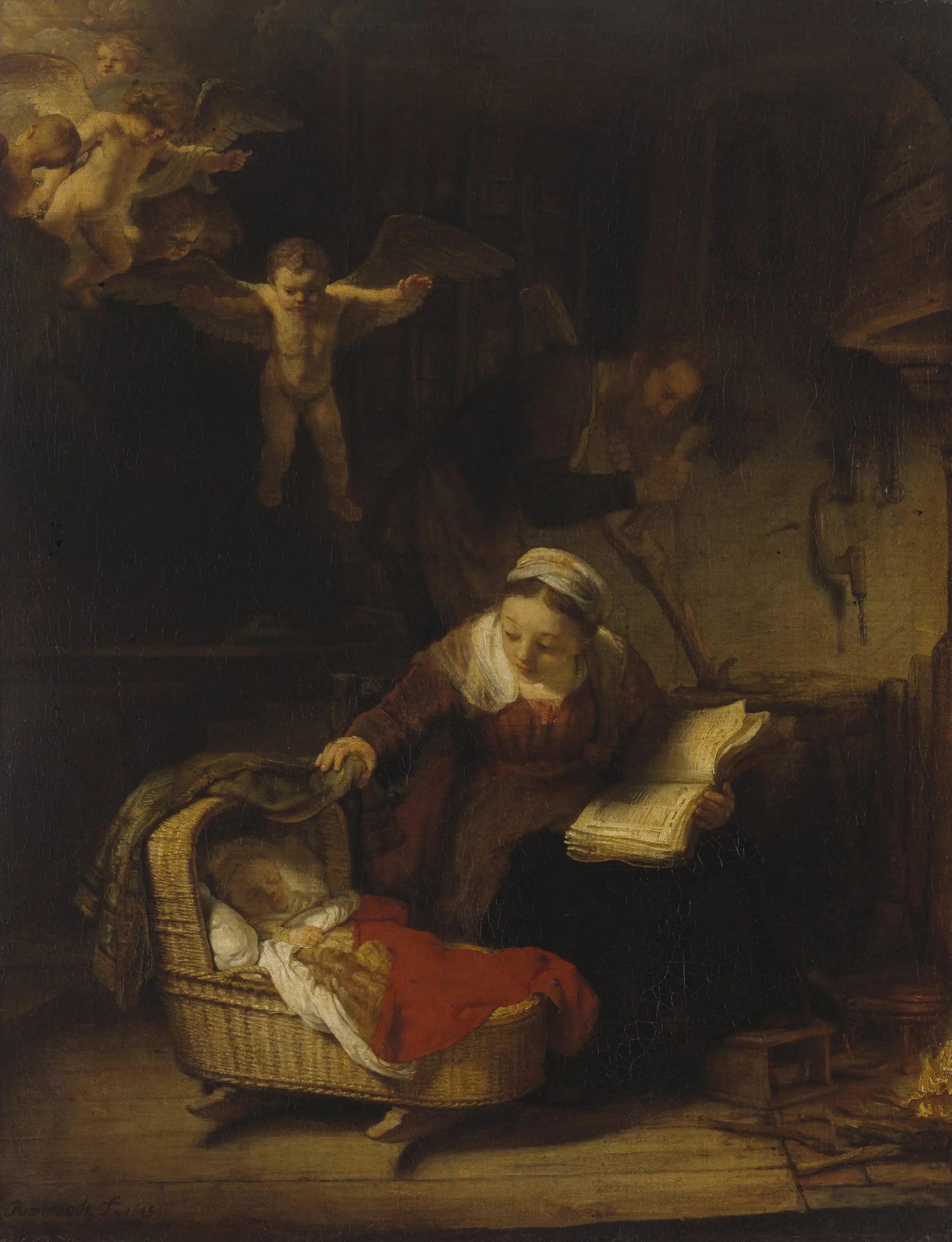 La Sainte Famille avec les anges - Rembrandt image 1 copie de tableau peinte à la main