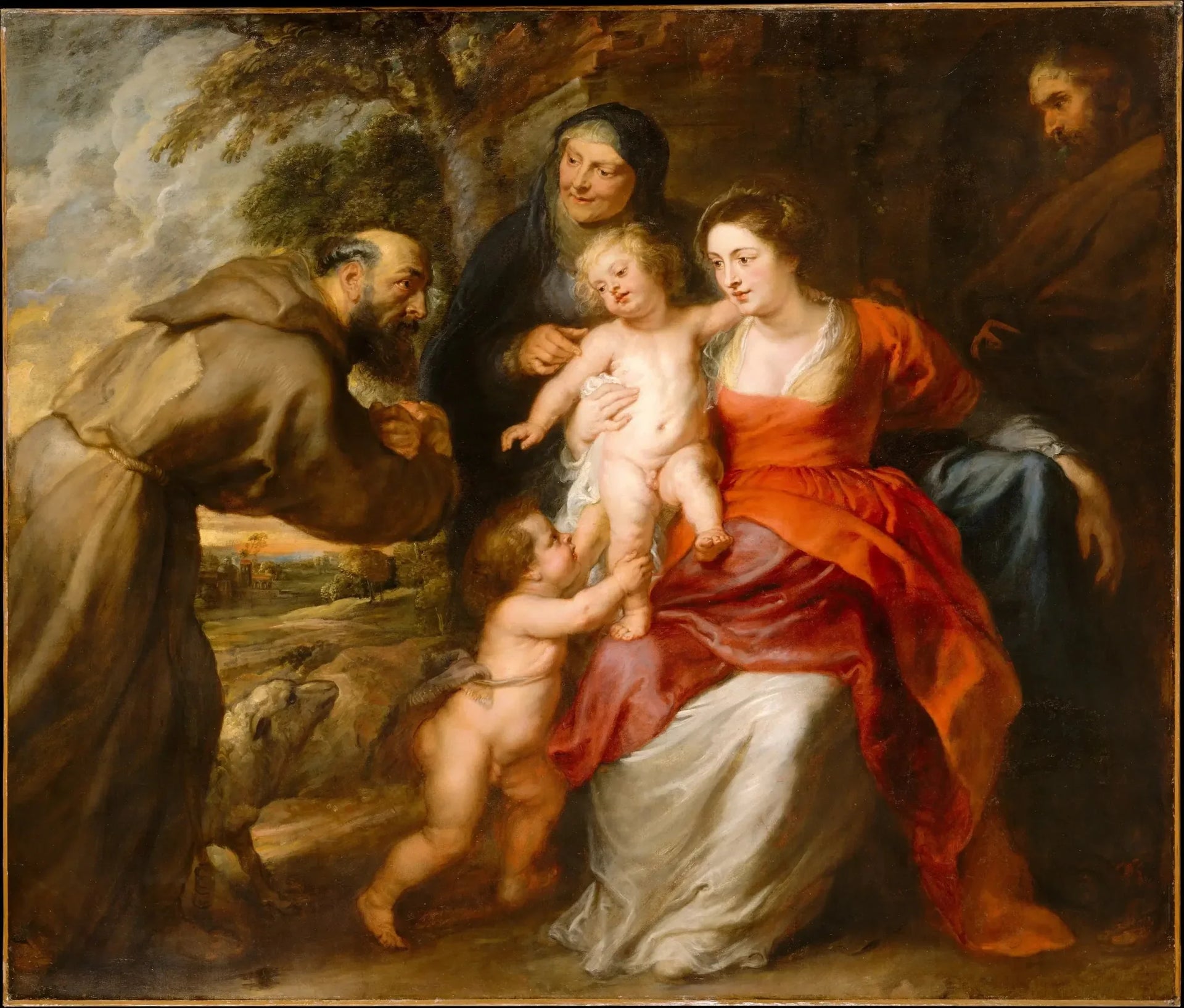 La Sainte Famille avec les saints François et Anne et l'enfant saint Jean-Baptiste - Peter Paul Rubens image 1 reproduction d’œuvre d’art à l’huile