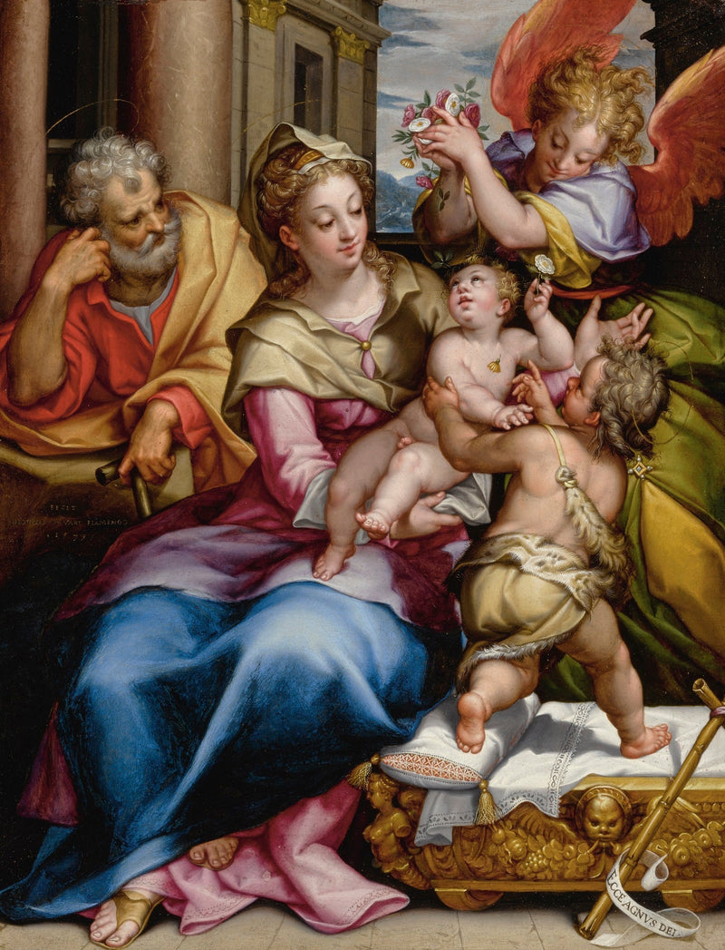 La Sacra Famiglia con san Giovanni Battista e un angelo - Denis Calvaert
