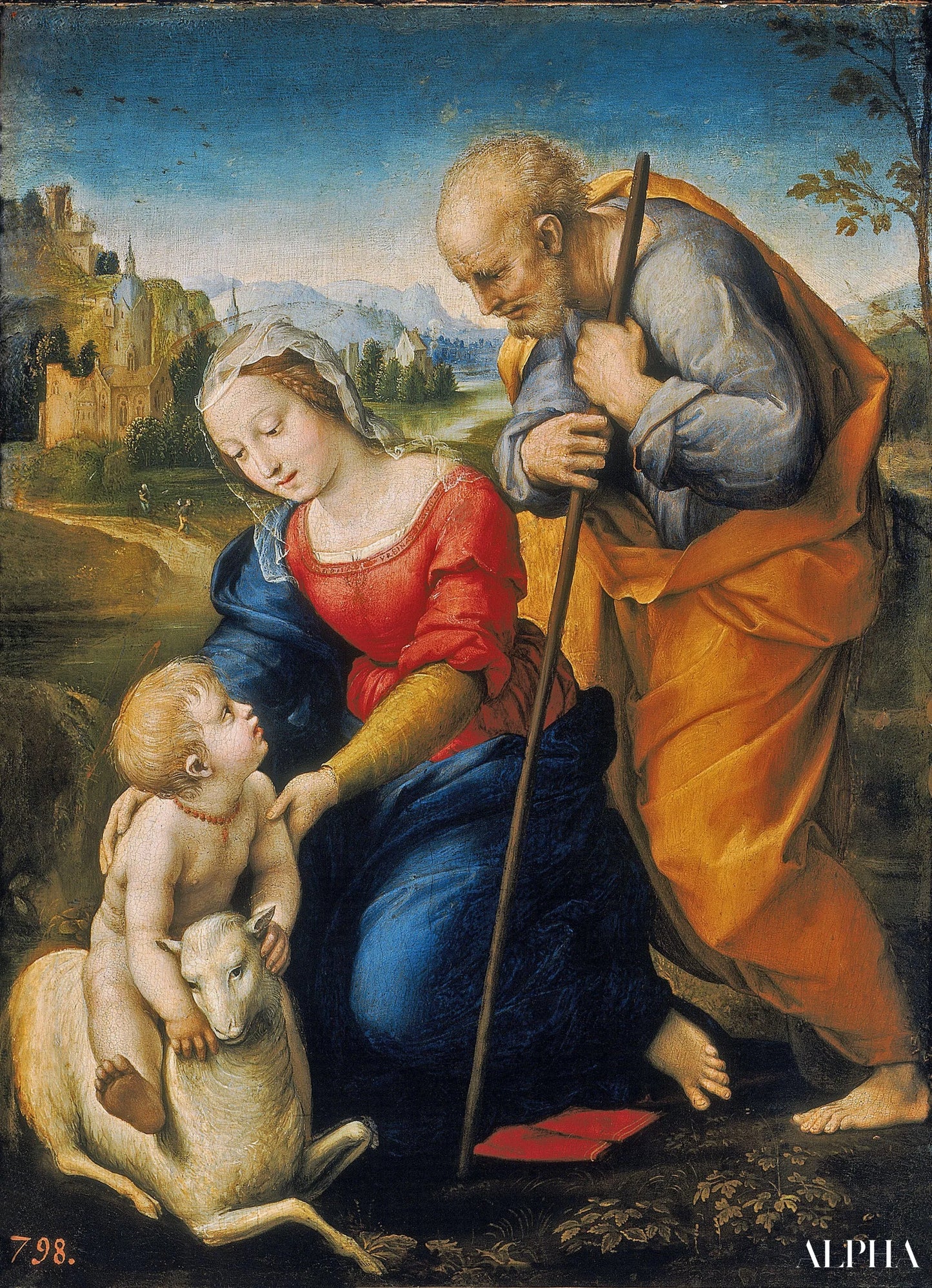 La Sacra Famiglia con un agnello - Raffaello (pittore) - Riproduzioni di quadri e dipinti di alta gamma