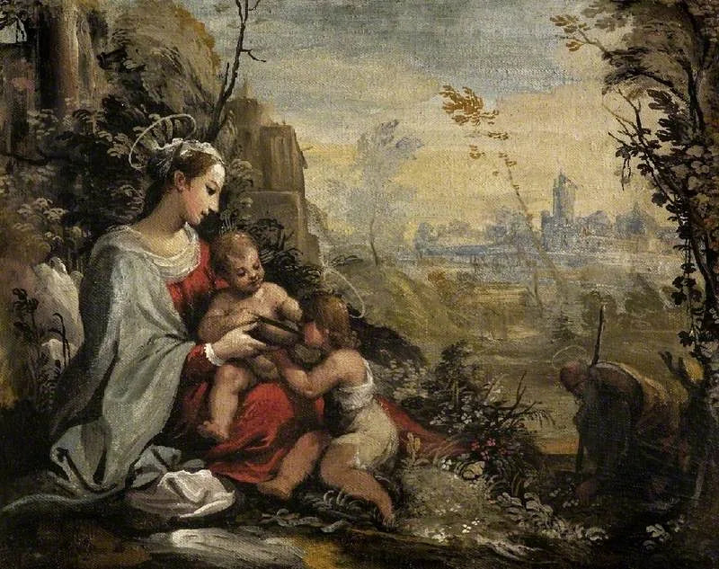 La Santa Famiglia in fuga incontra il giovane san Giovanni - Guercino