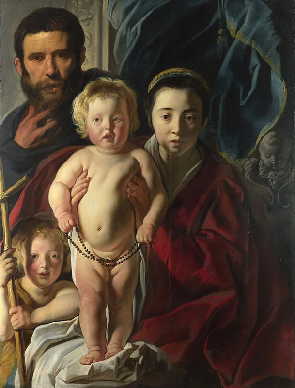 La Sainte Famille et saint Jean-Baptiste - Jacob Jordaens image 1 copie peinte à la main à l’huile