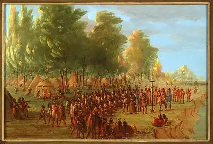 La Salle érigeant une croix et prenant possession du terrain. 25 mars 1682 - George Catlin image 1 tableau peint à l’huile sur toile