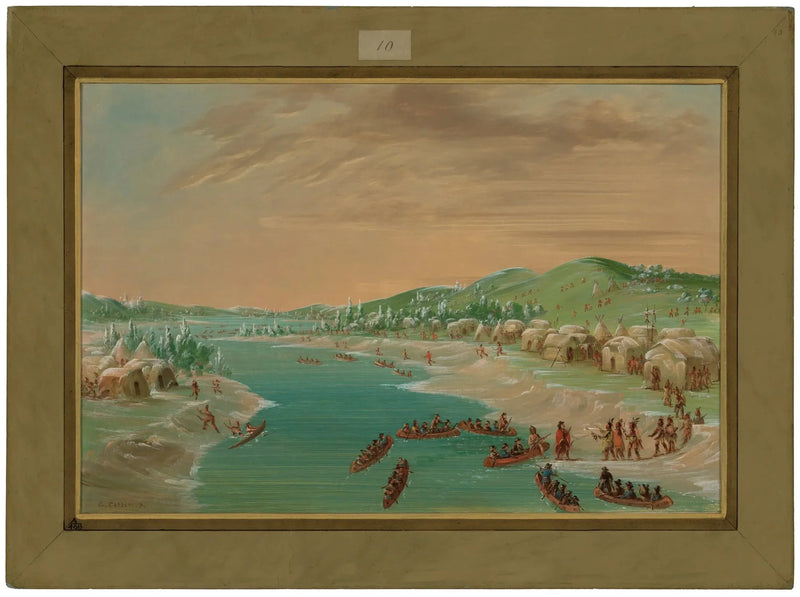 La Salle e il suo corteo arrivano al villaggio degli Illinois. 1° gennaio 1680 - George Catlin