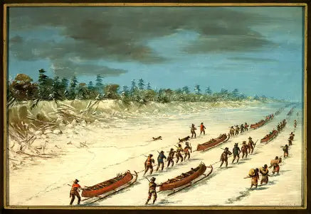La Salle attraversando il lago Michigan sul ghiaccio. 8 dicembre 1681 - George Catlin