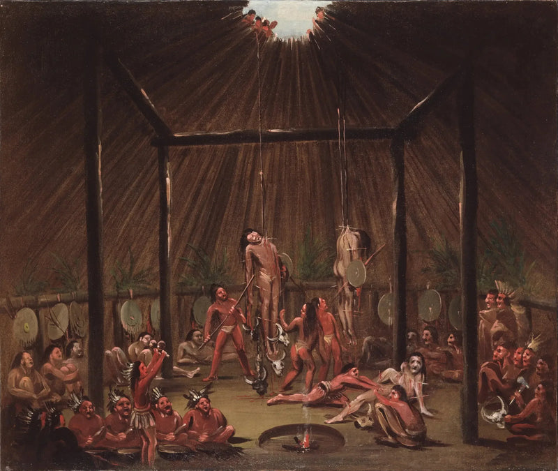 La scena della coppa, cerimonia dei Mandan O-kee-pa - George Catlin
